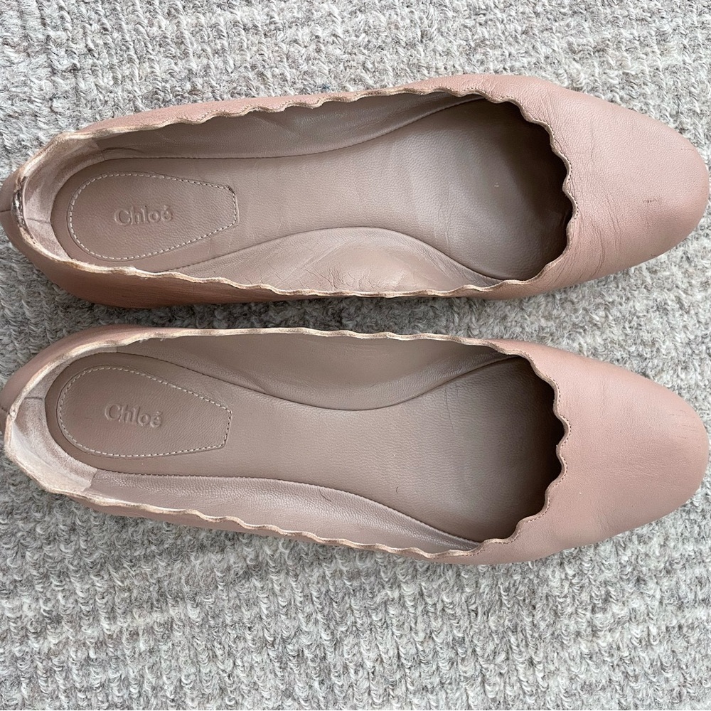 Chloé Scalloped Ballet Flats in Nude - Picture 2 of 6